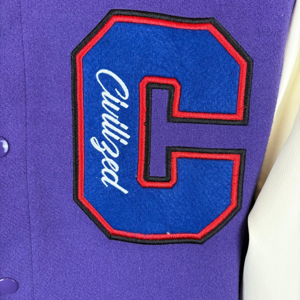 Civilized Self Love Varsity Jacket Small Purple Embroidered Letterman Bomber -S - Picture 9 of 16